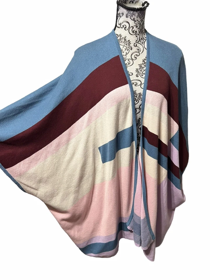 Tracy Reese Size XS/S Colorblock Shawl Poncho boho Lilac/Blue/Burgundy/pink - Image 3 of 4