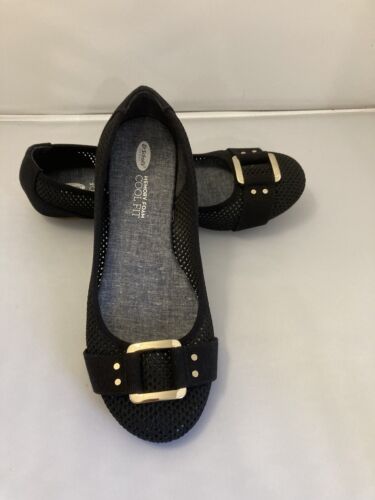Dr. Scholls Women’s Sz 11 Frankie Black Mesh Buckle Cool Fit Memory Foam Flats - Picture 3 of 5
