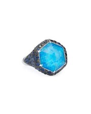 Hexagon Shape Blue Opal With Blue Sapphire 92...