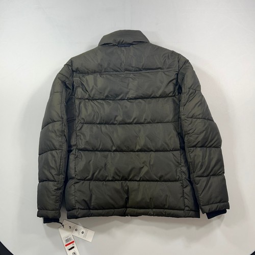 Calvin Klein Puffer Jacket Mens XS Olive Green Set in Bib Detail Water Wind $225 - Picture 3 of 13