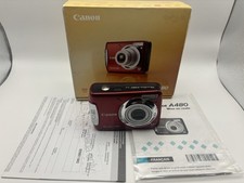 Canon PowerShot A480 10.0 MP Digital Camera Red - WORKS BUT LENS GRINDS OPENING