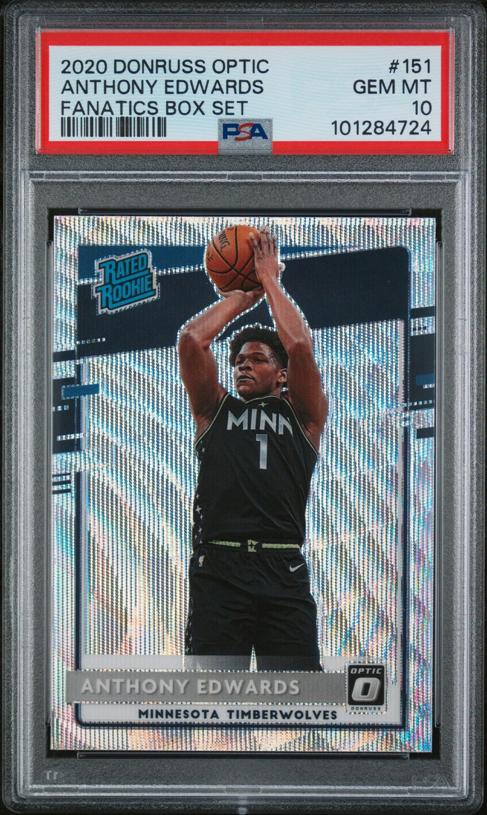 2020 PANINI DONRUSS OPTIC FANATICS BOX SET #151 ANTHONY EDWARDS PSA 10