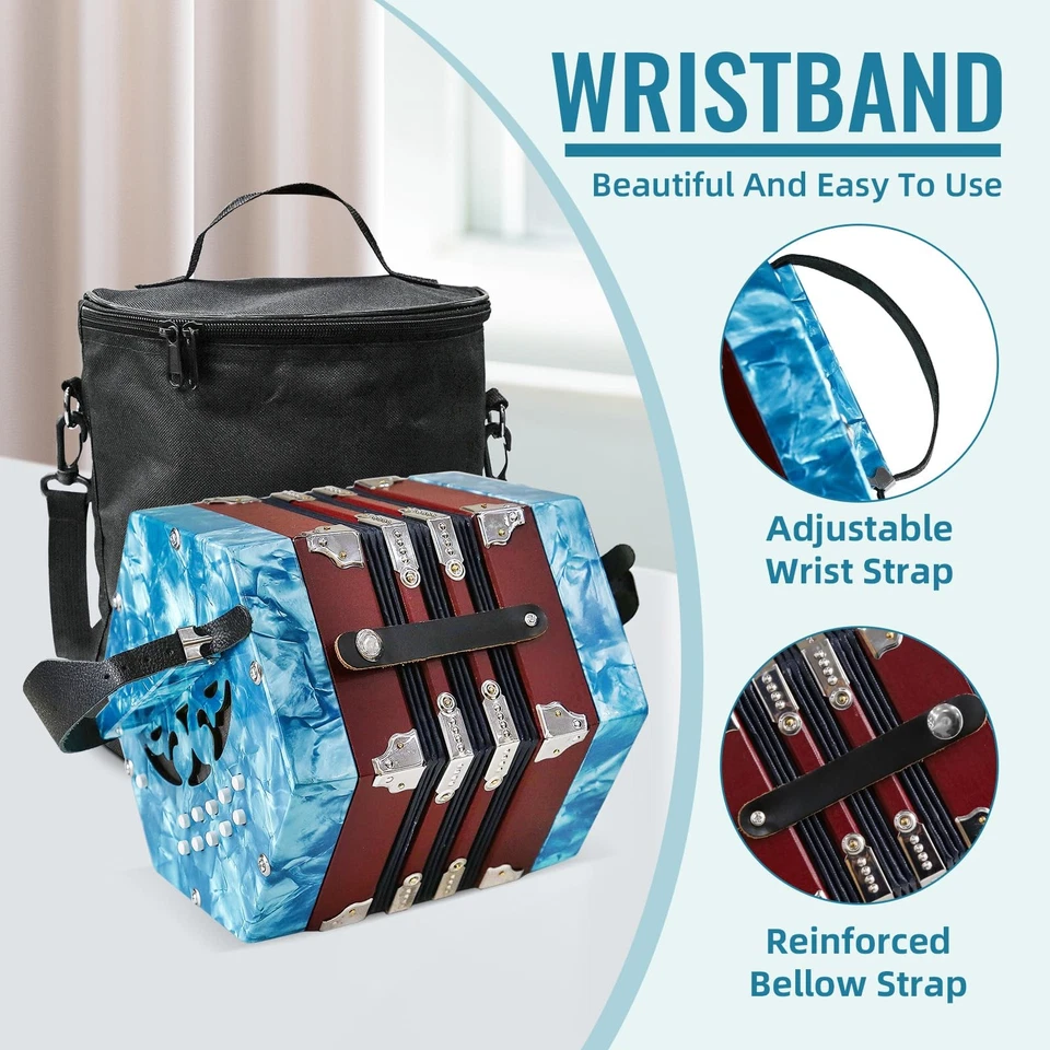 Concertinas, 20 Botones Acordeón Para Adultos Acordeón Profesional para Principiantes... Foto 3 de 4