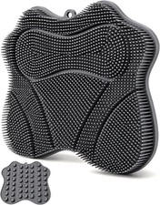 Silicone Shower Foot Scrubber Mat with Strong Suction Cups Grey