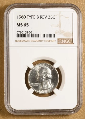 1960 P Washington Quarter 'Type B Reverse' NGC MS65