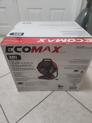 Ecomax 12'' 20V Cordless or Plug-In AC/DC Bucket Top Misting Fan