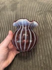 Fenton amethyst opalescent art glass Rib Optic pattern small ruffled vase
