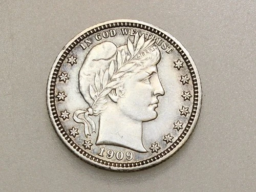1909 25C BARBER SILVER QUARTER DOLLAR