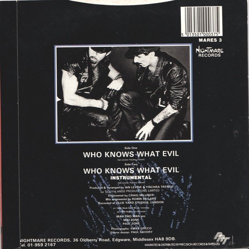Man Two Man Who Knows What Evil 7" vinyl UK Nightmare 1986 with promoter's - Picture 2 of 3
