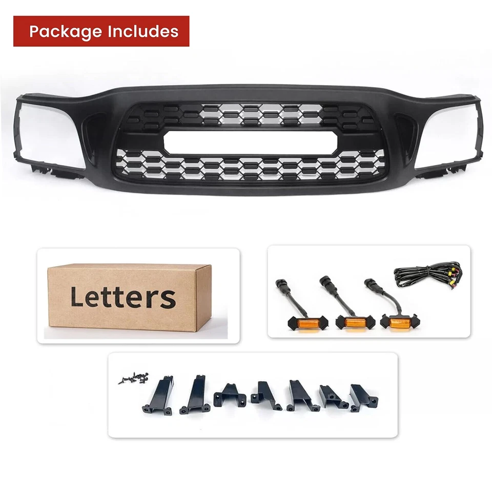 Parrilla delantera con luces LED y letras estilo TRD para Toyota Tacoma TRD 2001-2004 Foto 2 de 4