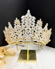 Cubic Zirconia, Diamond Zirconia Crown, Gold Crystal Crown, Princess Jewelry
