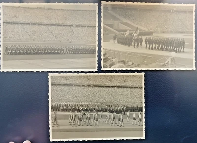 Olympiade Berlin 1936 - 3 x Privatfoto Olympiastadion – Aufmarsch / Zeremonie - Bild 1 von 4