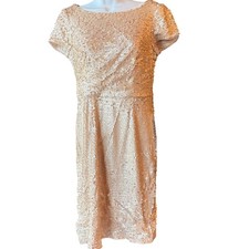 Adrianna Papell Gold Sequin Midi Dress Women's Size 4 NEW With Tag