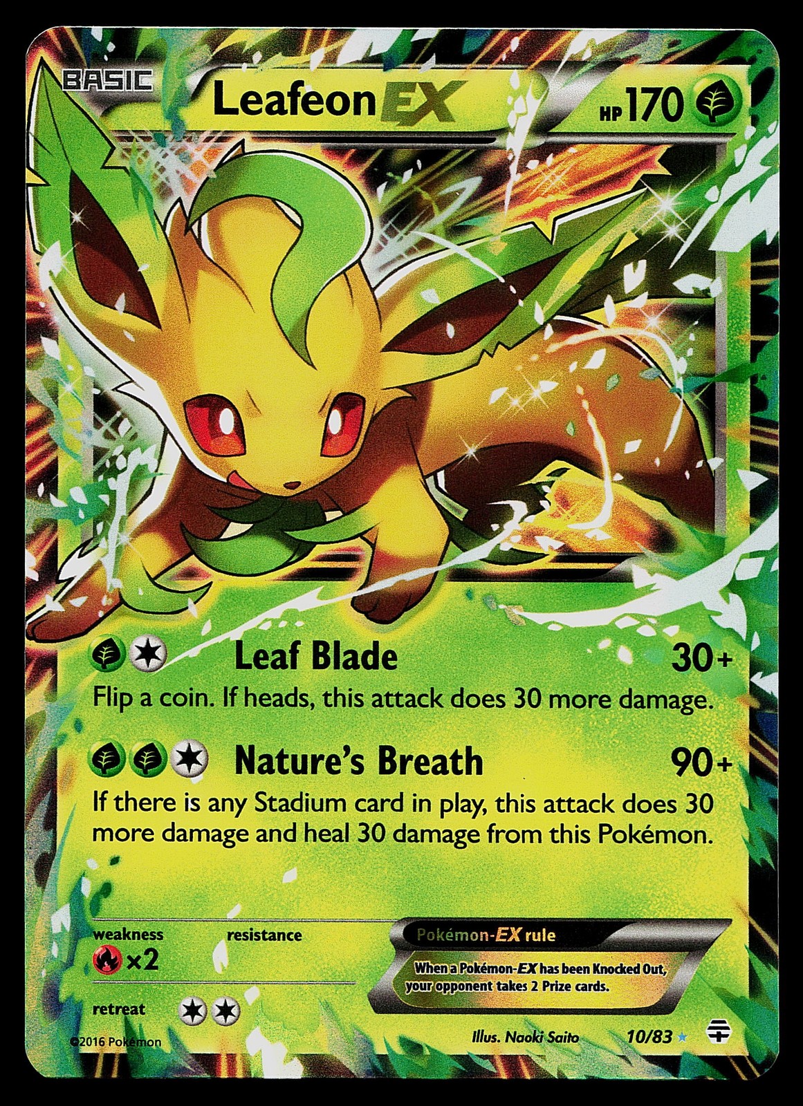 Pokemon Card - Leafeon EX Holo Generations 10/83 Ultra Rare