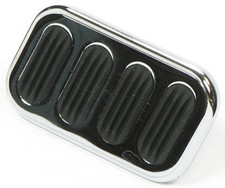 Lokar Chrome Steel Standard 3" x 2" Brake Pedal Pad with Rubber Inserts