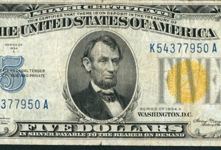 $5 1934 ((NORTH AFRICA)) Silver Certificate Note PAPER CURRENCY
