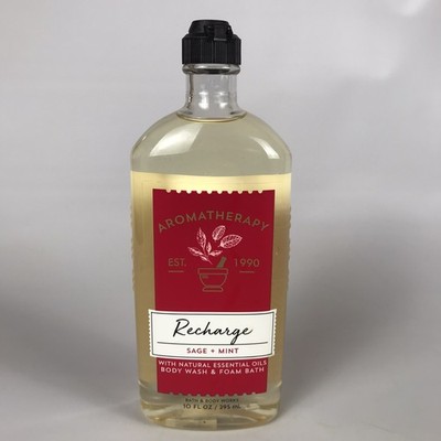 Bath & Body Works Aromatherapy RECHARGE Body Wash Shower Gel Sage + Mint 10oz