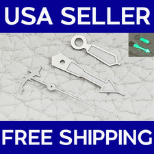 1 Set Green Luminous Watch Hands Polished Arrow Silver Shark For NH35 NH36 Mod
