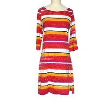 Hatley Striped Tunic Cotton Dress Size Small Bright Multicolor Midi