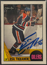 1987 O-PEE-CHEE #7 ESA TIKKANEN ROOKIE CARD SIGNED/AUTOGRAPHED. rookie card picture