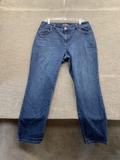 Lee Instantly Slims Jeans Womens 16W Blue Denim Stretch Relaxed Fit Straight Leg
