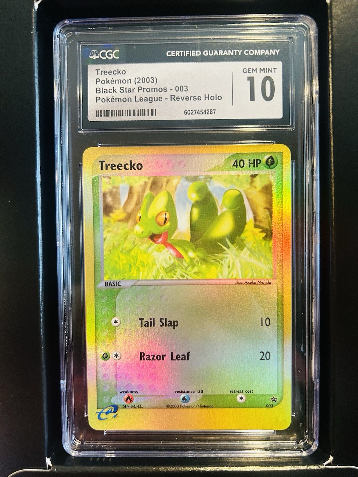 CGC 10 Treecko Reverse Holo #003 Black Star Promo Pokemon League 2003 Pokemon