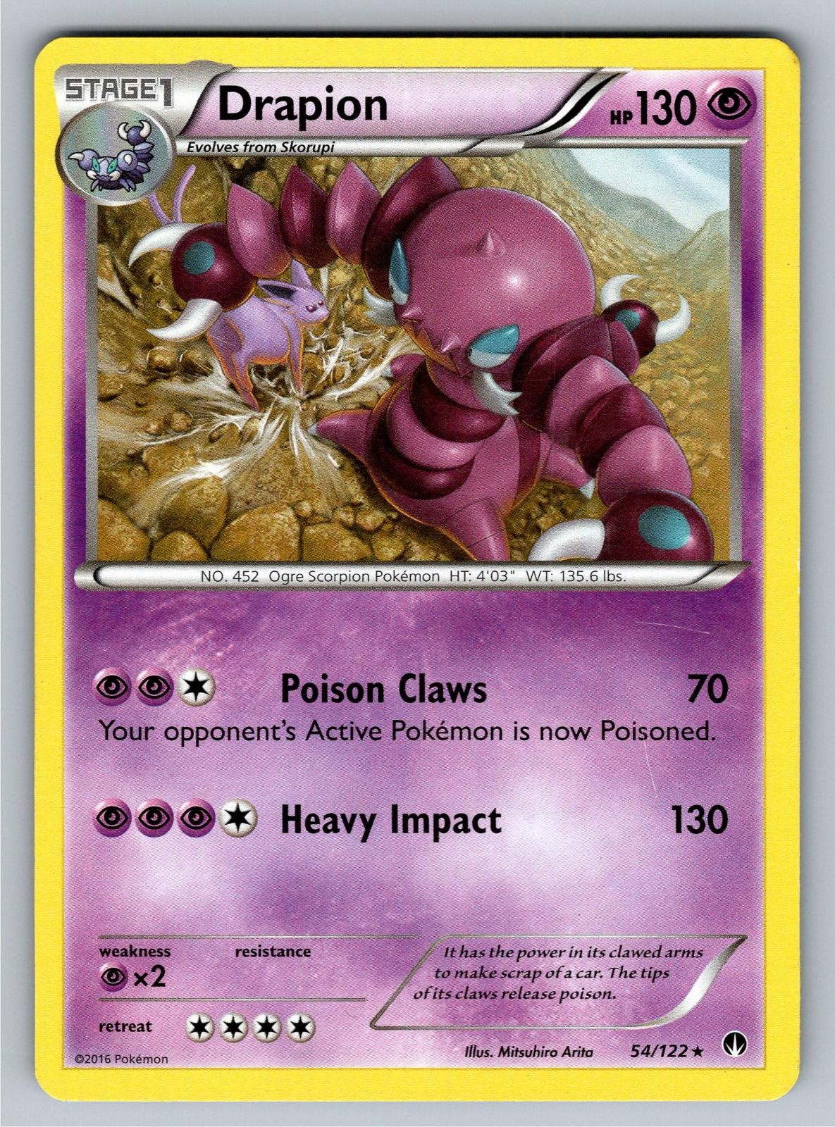 Drapion 54/122 Rare BREAKpoint Pokemon Moderately Played