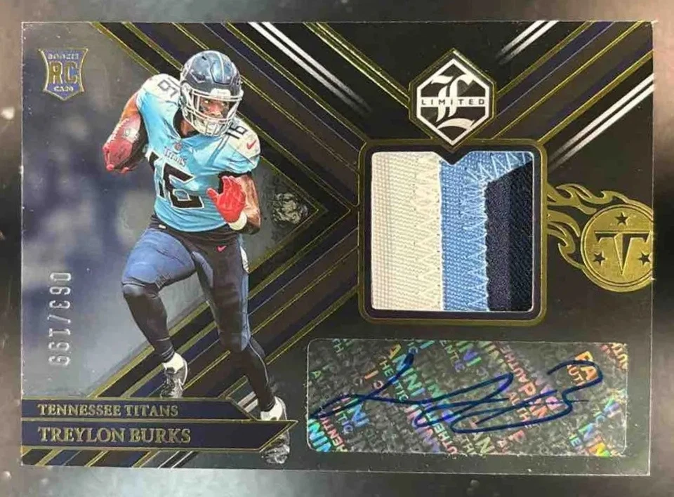 2022 Panini Limited Treylon Burks Patch Auto /199 #114 MEM RC Tennessee Titans - Image 1 of 4