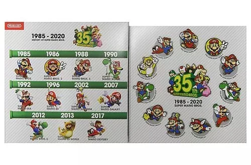 Super Mario Bros 35th Anniversary Pin Badge Full Set Used Collection