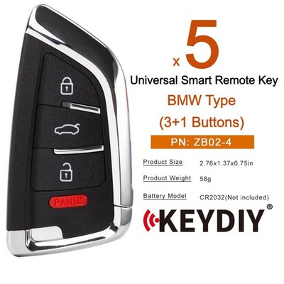5x KEYDIY KD ZB02-4 Universal Smart Remote Key for BMW 3+1 Buttons for KD-MAX