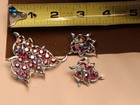 Vintage 1960 Sarah Coventry Red DAZZLING AURORA Borealis AB Brooch/Earrings Set — photo 4