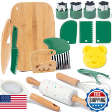 17 PCS Kids Knife Set for Real Cooking, Montessori Kitchen Tools for Toddlers, C