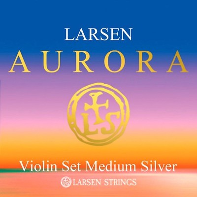 Larsen Strings Aurora Violin String Set 44 Size Silver D Medium Gauge, Ball End