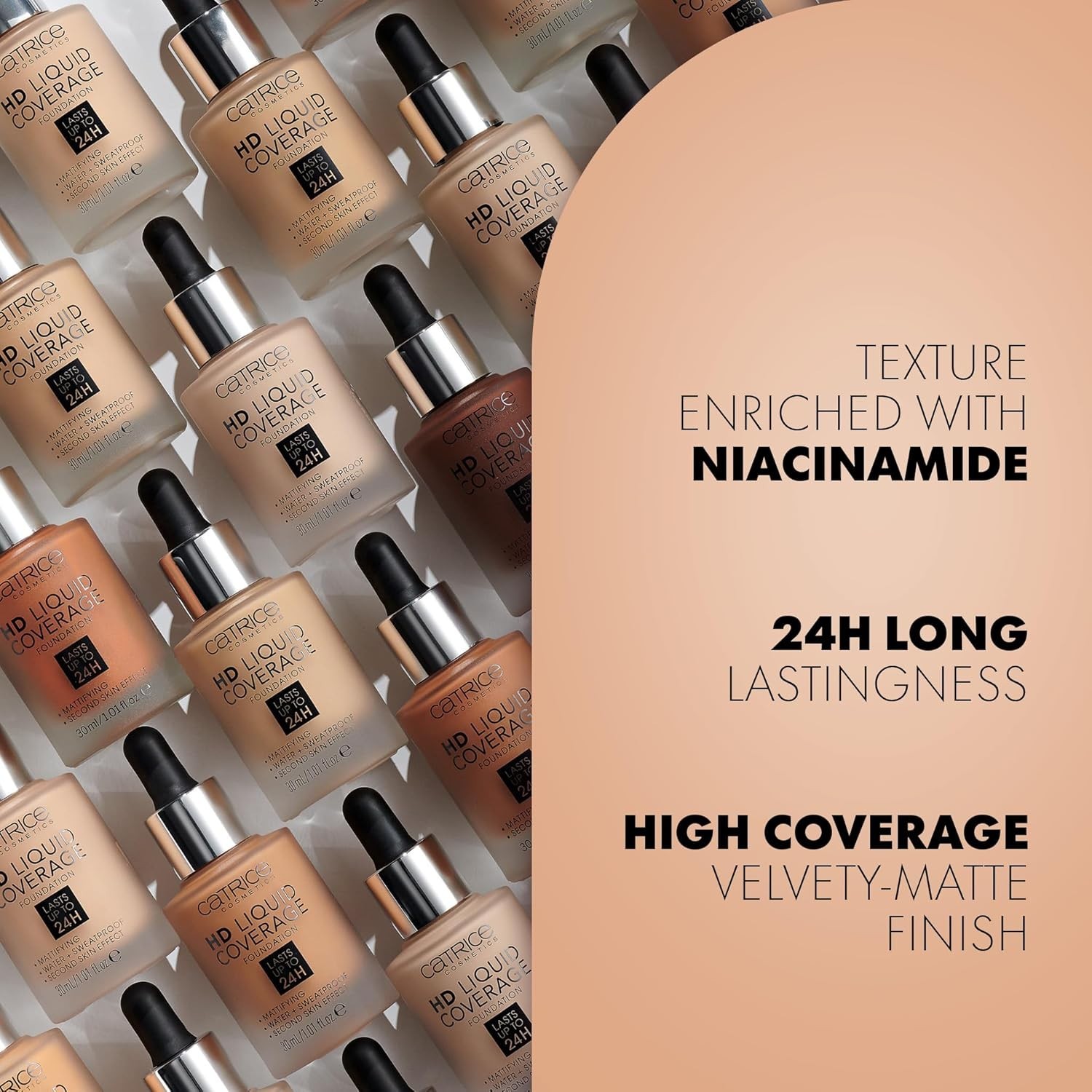 HD Liquid Coverage Foundation | 24H Wear, Matte Finish, High Coverage, Waterp...