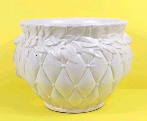 McCoy Pottery White Jardiniere Planter Vintage 8.5" Tall 10.5" Top Diameter