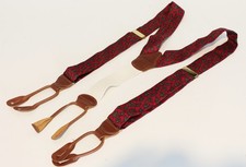 Brooks Brothers Silk Suspenders Braces Red Paisley Made England Vintage