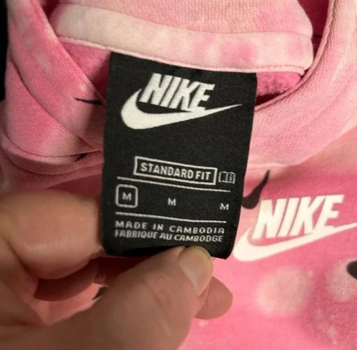 Nike Hoodie Girls Youth Medium Swoosh All Over Print Bleached Bohemian Cotton - Picture 9 of 12