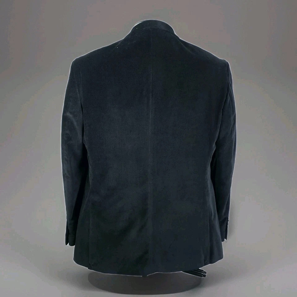 Adolfo 男式黑色天鹅绒西装外套运动外套 100% 棉现代定制 Y2K 有衬里 — 第 4/4 张图片