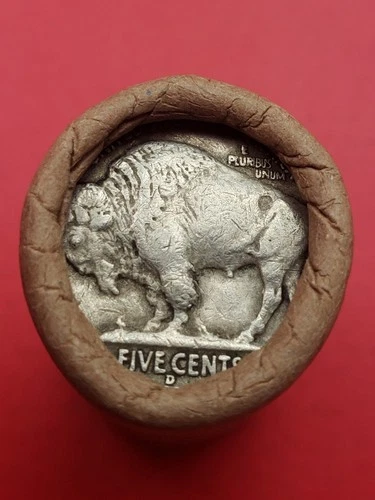 1920 BUFFALO NICKEL HEADS DENVER MINT BUFFALO NICKEL HEADS BANKROLLED HALF ROLL!