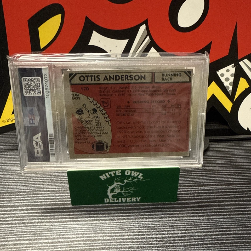1980 TOPPS OTTIS ANDERSON ALL-PRO ROOKIE CARD #170 - GRADED PSA 7 Near Mint - Image 2 of 2