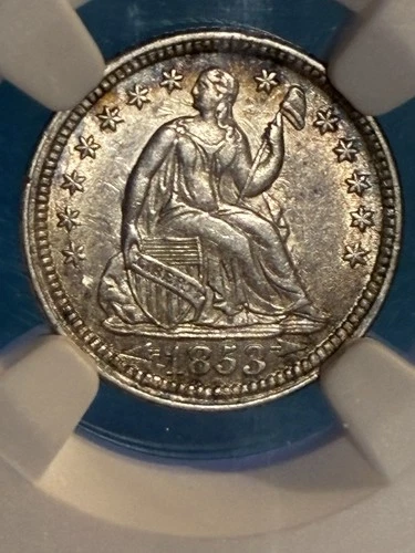 1853 Arrows Seated Liberty Half Dime - NGC AU 55