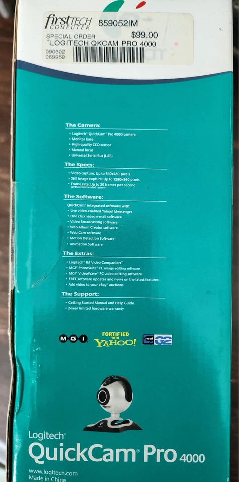 Logitech Quick Cam Pro 4000 Built in Microphone Webcam Silver USB 2.0 New in Box - Image 4 of 4