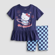 Girls Hello Kitty 2-Piece Peplum Tee Shorts Set size 5