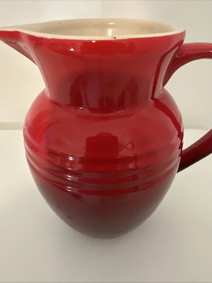 Le Creuset Stoneware Red Ombre Ceramic Pitcher Creamer 5.5" - Image 3 of 4