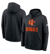 Cincinnati Bengals Sideline Black Retro Pullover Fleece Hoodie Men’s Large New