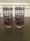 2 Vintage Pepsi-Cola Tiffany Style Stained Glass 1970’s Drinking Glass