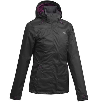 NEU Regenjacke Decathlon Quechua Gr. L 40 Schwarz Lila * Jacke Damen