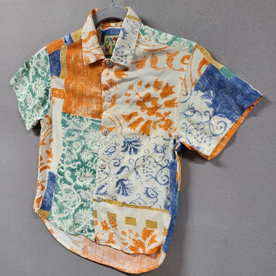 Jams World Shirt Boys sz Small Collared Button Up Short Sleeve Hawaiian Tropical - Image 2 of 4