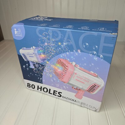 Bazooka Bubble Gun 80 Holes - Purple - Light Effect/Colorful Bubbles