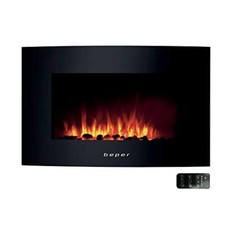 Beper RI.503 – Caminetto Elettrico da Parete, con Telecomando, Effetto Fiamma co